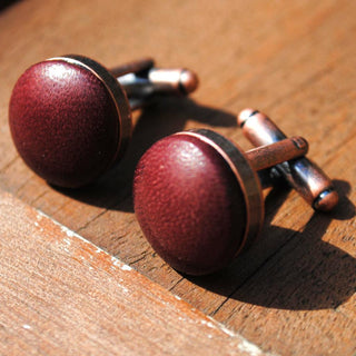 Ox Blood leather on bronze - masculine and rustic, yet luxurious