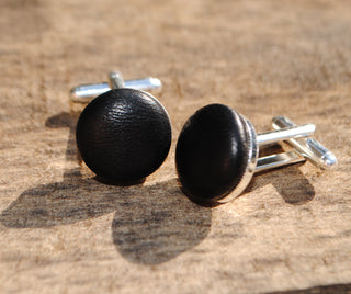Black Leather Cufflinks
