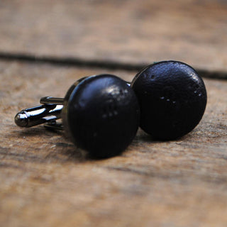 Black Textured Leather Cufflinks