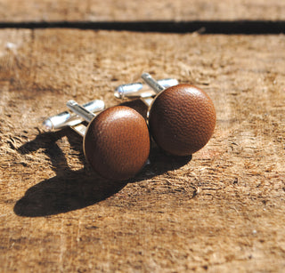 Chocolate Brown Leather Cufflinks