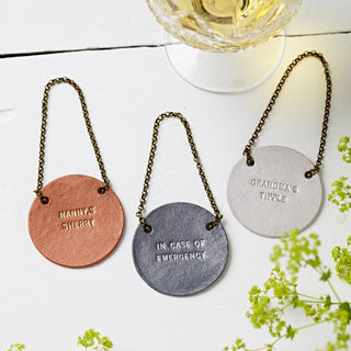 Metallic Personalised Leather Bottle Tag