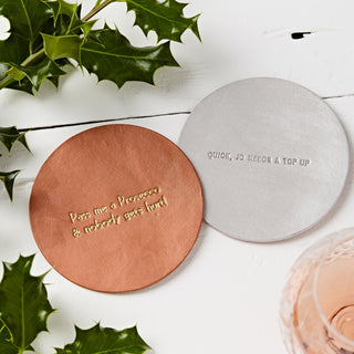personalised leather coaster