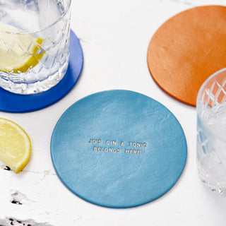 Hand Painted Personalised Leather Coaster