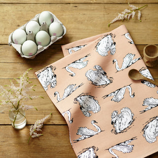 Swimming Swans Tea Towel