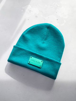 Hand Stamped Leather Tag For Beanie Hat. Personalised Hat Label.