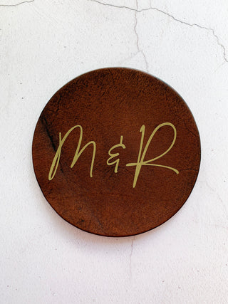 Couples Initials Leather Coaster