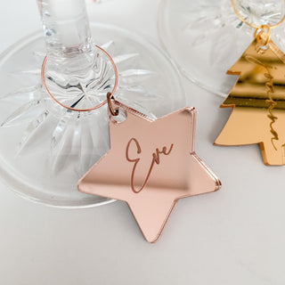 rose gold star  personalised glass charm