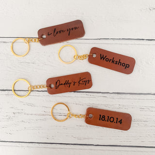 leather key ring with gold chain