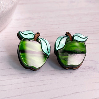Green Apple Earring Studs by Bright Smoke