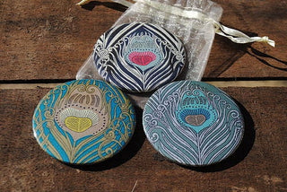 Slate Peacock Liberty Print Mirror