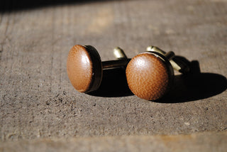 Vintage Bitter Chocolate leather covered cufflinks.