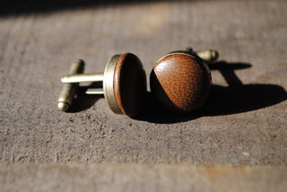 Vintage Bitter Chocolate leather covered cufflinks.