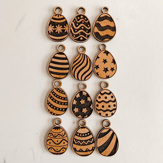 Set of Wooden Easter Egg Glass Charms