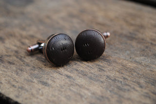 Chocolate Brown textured Leather Cufflinks