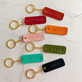 Leather key fob, keyring personalised by hand. Perfect for Mother's Day or Father's Day.