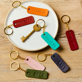 Leather key fob, keyring personalised by hand. Perfect for Mother's Day or Father's Day.