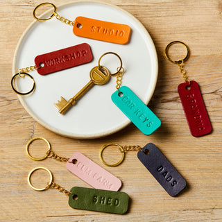 Mother's Day Leather key fob, keyring personalised by hand. Leather anniversary gifts