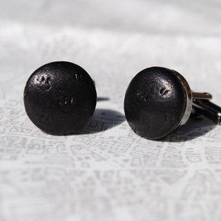Black textured Leather Cufflinks - third anniversary gifts