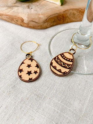 Set of Wooden Easter Egg Glass Charms