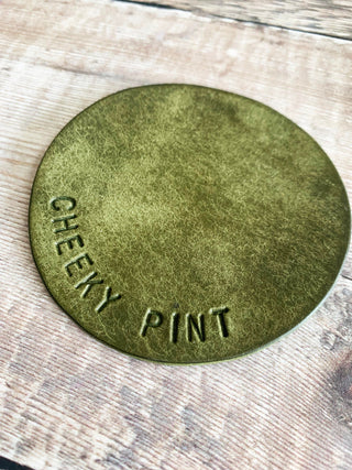 Champagne style Hand Stamped Leather Coasters - Gifts for the home, new home gifts, new home gifts. Housewarming