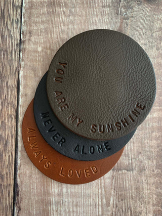 Classic Hand Stamped Leather Coasters - Gifts for the home, new home gifts, Father's day gift, personalised home office gift