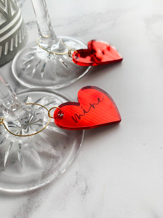 Melting Heart Wine Glass Charm, perfect for Anniversaries or Valentines Day.