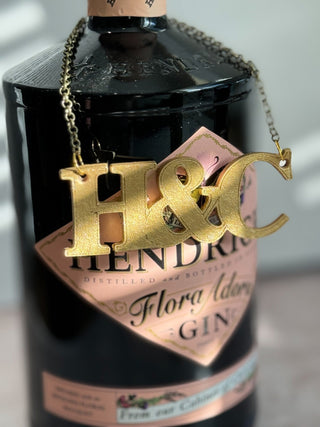 Couples Initial Leather Anniversary Bottle Tag.