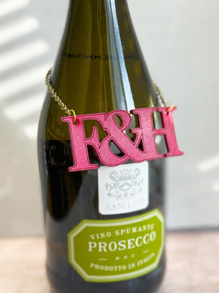 Couples Initial Leather Anniversary Bottle Tag.