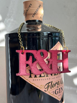 Couples Initial Leather Anniversary Bottle Tag.