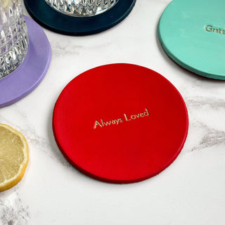Hand painted leather coaster - Personalised leather gifts - Hand painted gifts for the home - Gifts for the home.