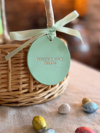 Personalised Leather Easter Jar Label For Kids, Children Easter Basket Tag.