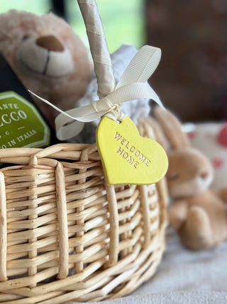 Handmade Personalised Leather Tags, Newborn Basket, Welcome Home Gift, Gift For Baby, Baby Hamper Tag