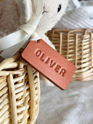 Handmade Personalised Leather Tags, Newborn Basket, Welcome Home Gift, Gift For Baby, Baby Hamper Tag, Baby Blanket Tag,