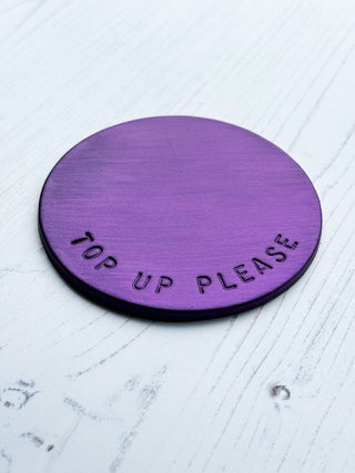 Metallic Hand Stamped Leather Coasters - Gifts for the home, new home gifts, mothers day gift, personalised home office gift