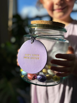 Personalised Leather Easter Jar Label For Kids, Children Easter Basket Tag.