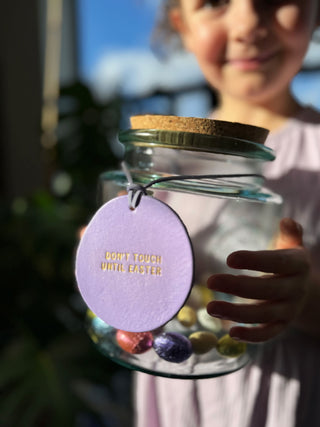 Personalised Leather Easter Jar Label For Kids, Children Easter Basket Tag.