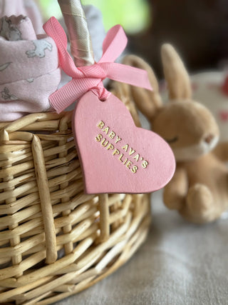 Handmade Personalised Leather Tags, Newborn Basket, Welcome Home Gift, Gift For Baby, Baby Hamper Tag