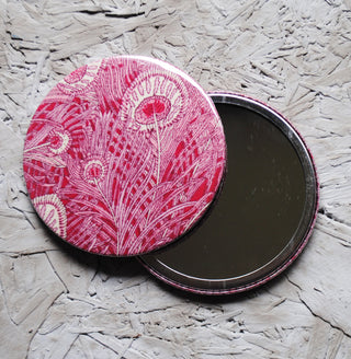 Pink Peacock Pocket Mirror