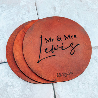 Personalised Engraved Wedding Anniversary Coasters