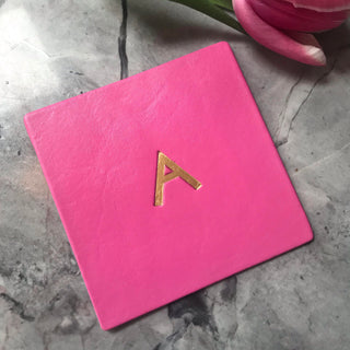 Initial Square Leather Coasters