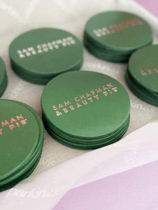 Bespoke Leather Coasters for Beauty Pie