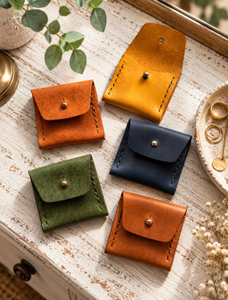 Handmade Leather Ring Purse