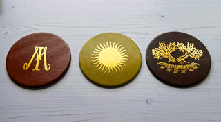 Hand Painted Corporate Coaster Leather Sample