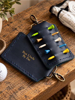 Personalised Leather Chocolate Brown Golf Tee Holder