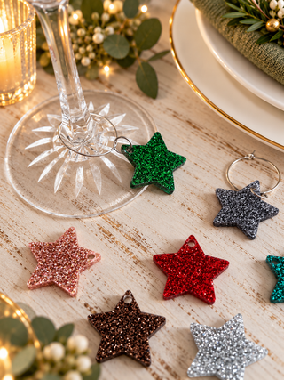 Set of 4 Glitter Wine Glass Charm, perfect for dinner parties