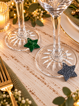 Set of 4 Glitter Wine Glass Charm, perfect for dinner parties