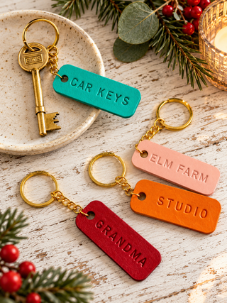 Father's Day Personalised Painted Leather Keyring