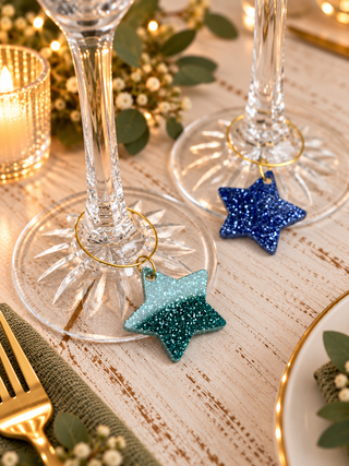 Set of 4 Glitter Wine Glass Charm, perfect for dinner parties