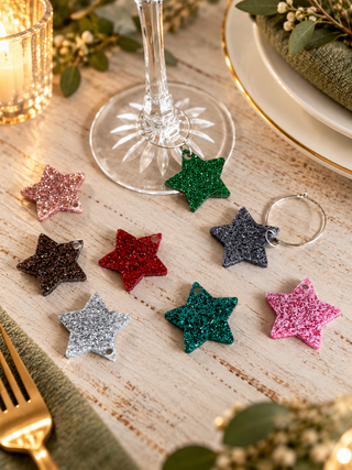 Set of 4 Glitter Wine Glass Charm, perfect for dinner parties