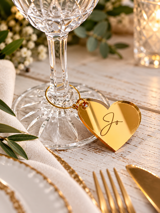 Mother's Day Wine Glass Heart Charm, Valentines gift perfect for a table scape.